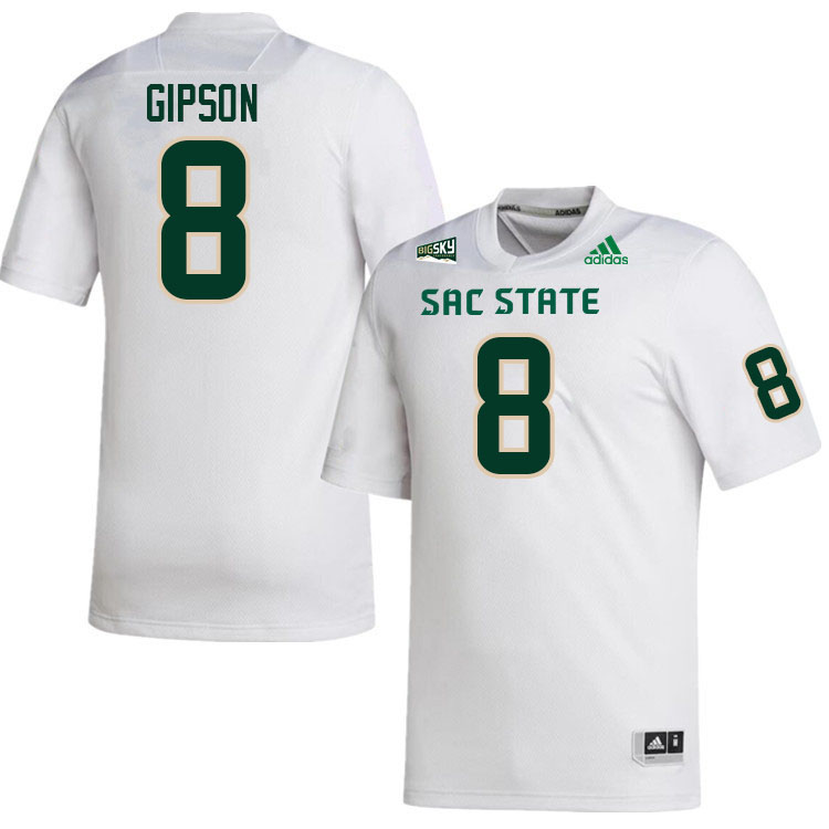 Sacramento State Hornets #8 Jared Gipson College Football Jerseys Stitched Sale-White